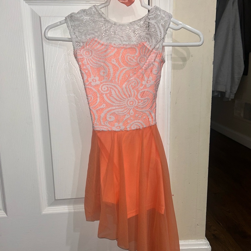 Elegant Orange and White Kids Dress